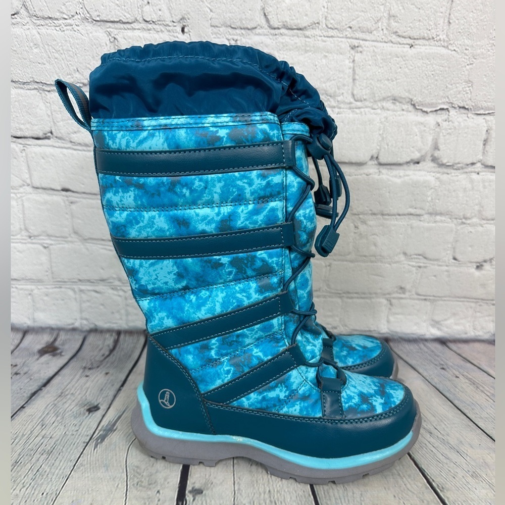 Lands End Kids Snow Boots Rain  Water Proof Blue Tie dye toddler size 1